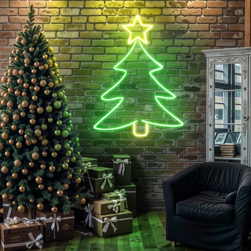 Mini Christmas Tree Neon Sign - Custom Cups Now