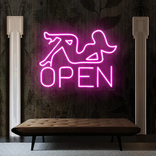 Open With Pin-Up Neon Sign - Custom Cups Now