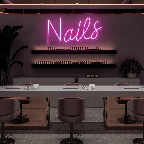 Nails Script Neon Sign - Custom Cups Now