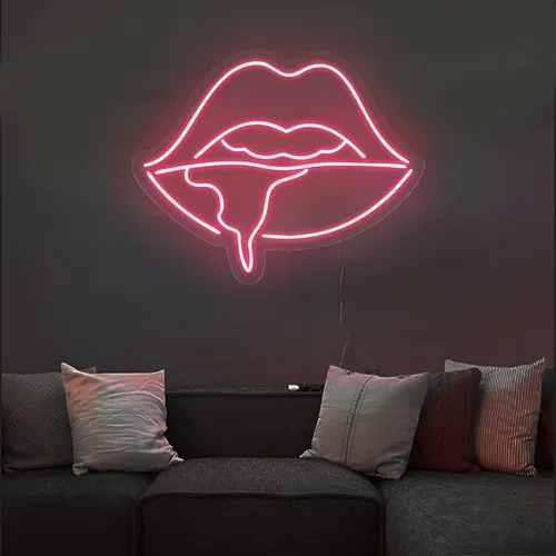 Dripping Lips Neon Sign - Custom Cups Now