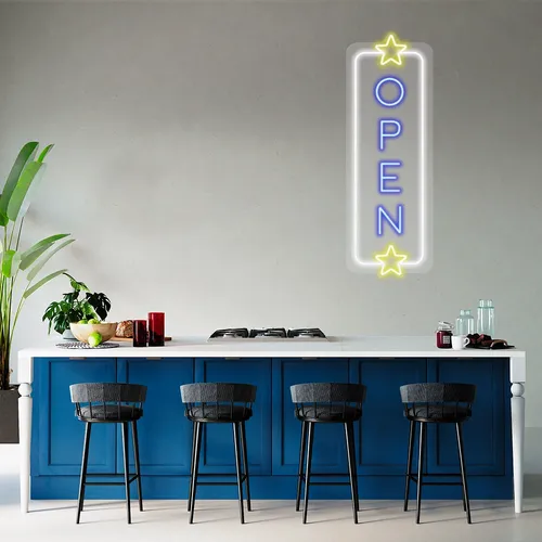 Custom Vertical Neon Open Signs - Custom Cups Now