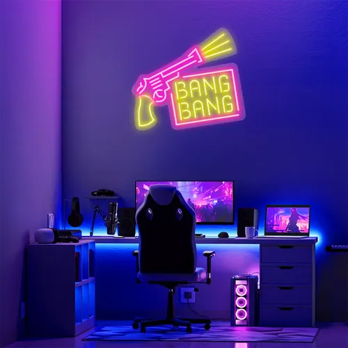 Custom Gun Neon Signs - Custom Cups Now