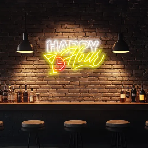 Custom Happy Hour Neon Signs - Custom Cups Now