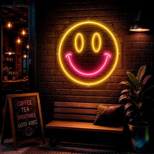 Custom Smiley Face Neon Signs - Custom Cups Now