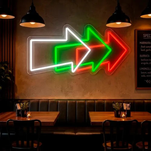 Custom Neon Arrow Signs - Custom Cups Now