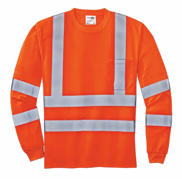 CornerStone - ANSI 107 Class 3 Long Sleeve Snag-Resistant Reflective T-Shirt. CS409 - Custom Cups Now