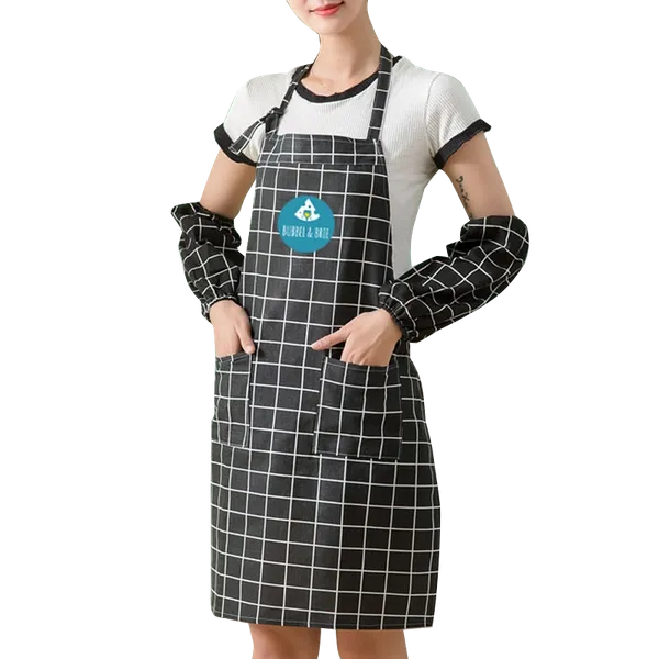 Cotton Linen Plaid Apron Set - Custom Cups Now