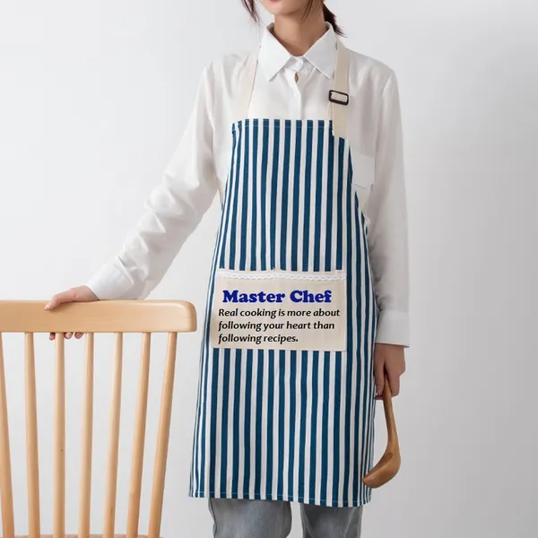 Cotton and Linen Striped Apron - Custom Cups Now