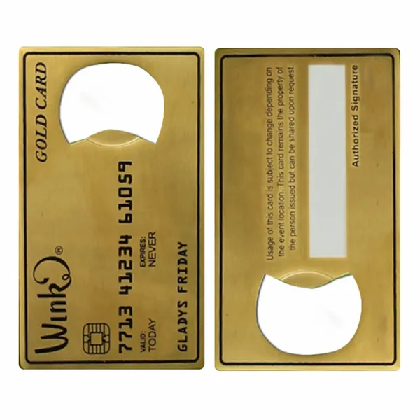 Gold Card Shaped Bottle Opener - Custom Cups Now