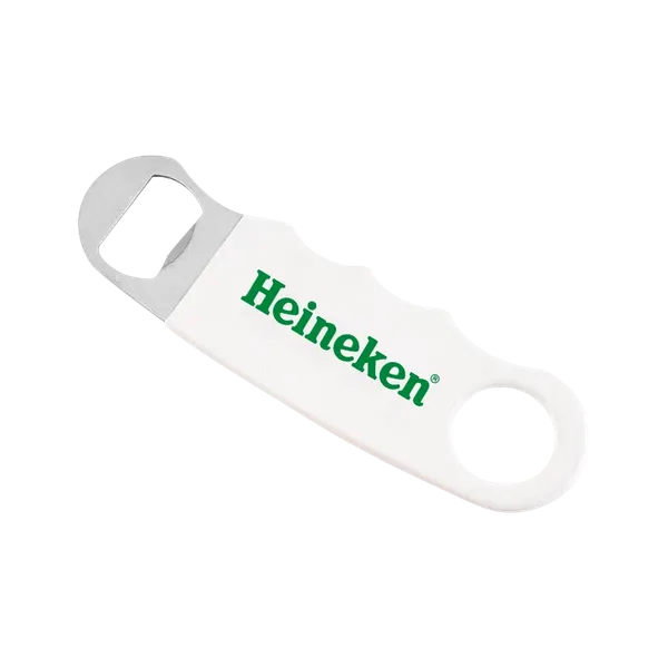 White Hand Grip Flat Bottle Opener - Custom Cups Now