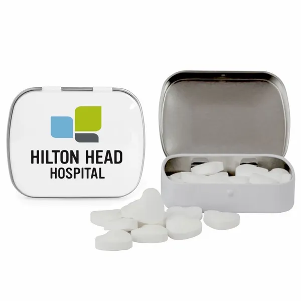 Domed Tin with Heart Shaped Mints - Custom Cups Now