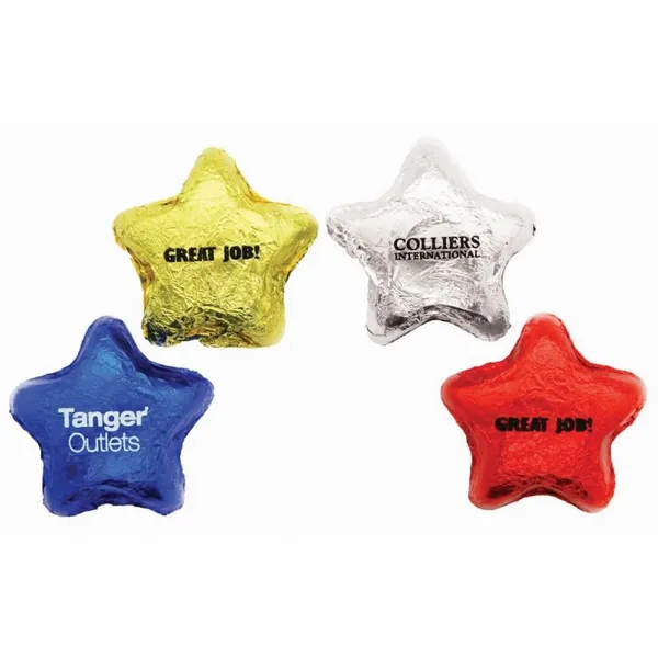 Imprinted Chocolate Foiled Stars - Custom Cups Now