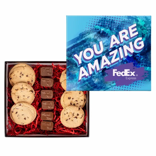 Chocolate Chip Cookies and Molded Chocolates in Gift Box - Custom Cups Now