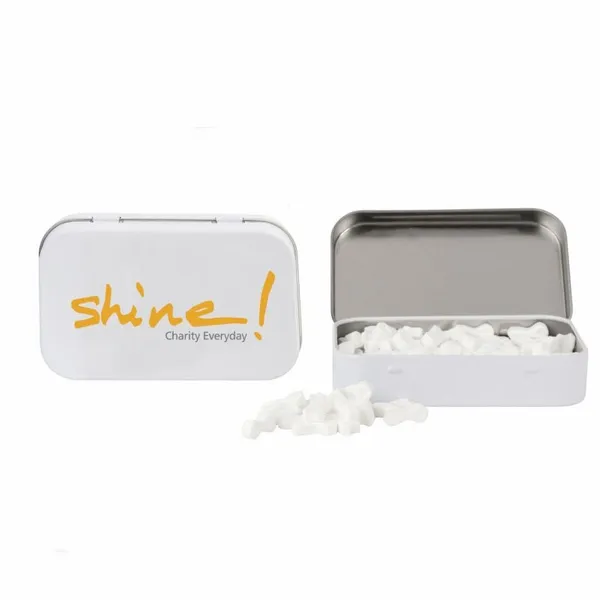 Rectangular Tin with Ribbon Shaped Mints - Custom Cups Now