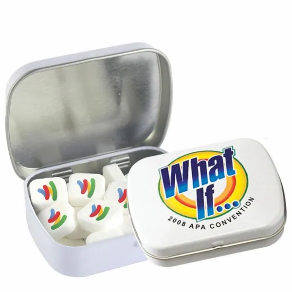 Domed Tin - Imprinted Square Mints - Custom Cups Now