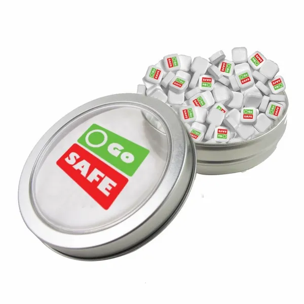 Small Top View Tin - Imprinted Square Mints - Custom Cups Now