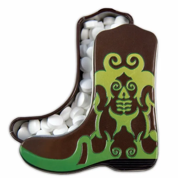 Green Cowboy Boot-Shaped Mint Tin - Custom Cups Now