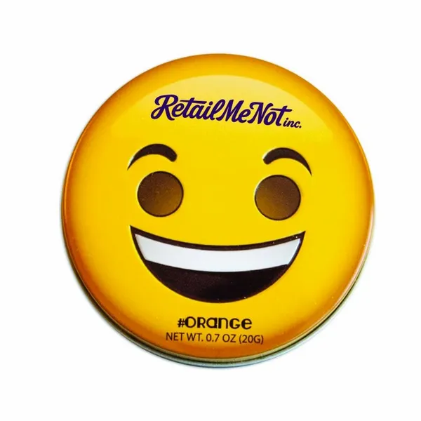 Smiley Face Emojy Tin with Orange Mints - Custom Cups Now