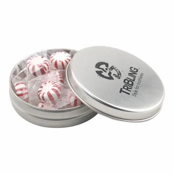 Round Tin with Starlight Peppermints - SBF2900 - Custom Cups Now