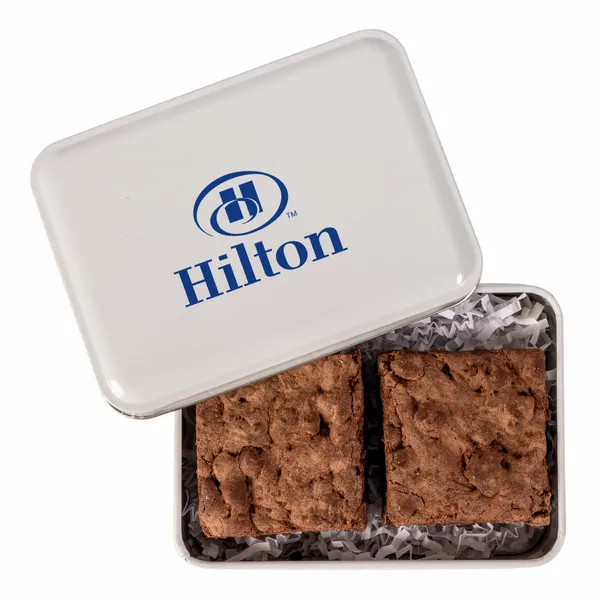 Fresh Beginnings 2 Fudge Brownies in Tin - Custom Cups Now