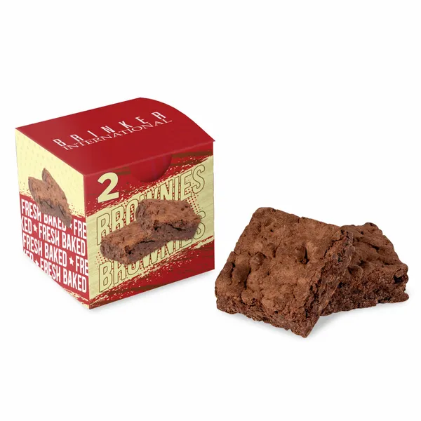Fresh Beginnings 2 Fudge Brownies in Cube - Custom Cups Now