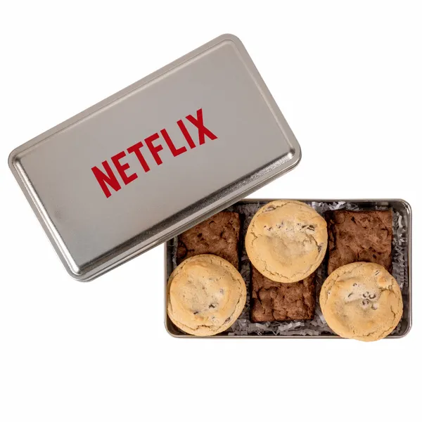 Fresh Beginnings Fudge Brownies & Chocolate Chip Cookies in Tin - Custom Cups Now