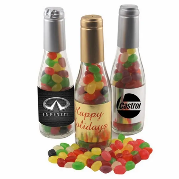 Champagne Bottle w/ Teenee Beanee Jelly Beans 8" - Custom Cups Now