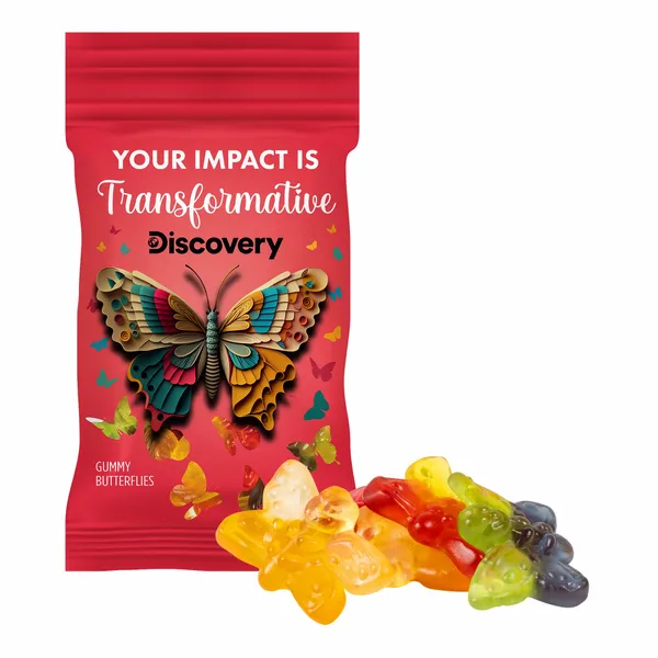 Clever Candy 1oz. Full Color DigiBag™ with Gummy Butterflies - Custom Cups Now