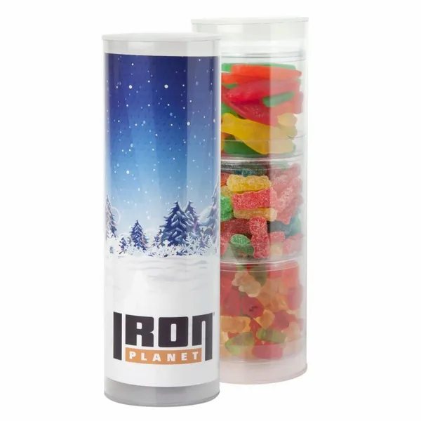 Clever Candy 3 Piece Gift Tube with Gummy Candy - Custom Cups Now