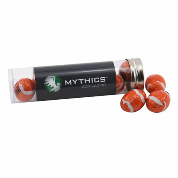 Tube with Chocolate Footballs - TRB650 - Custom Cups Now
