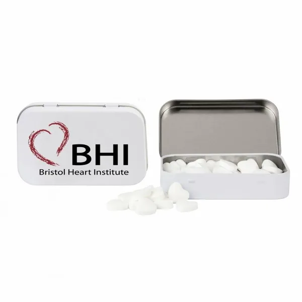 Rectangular Tin with Heart Shaped Mints - Custom Cups Now