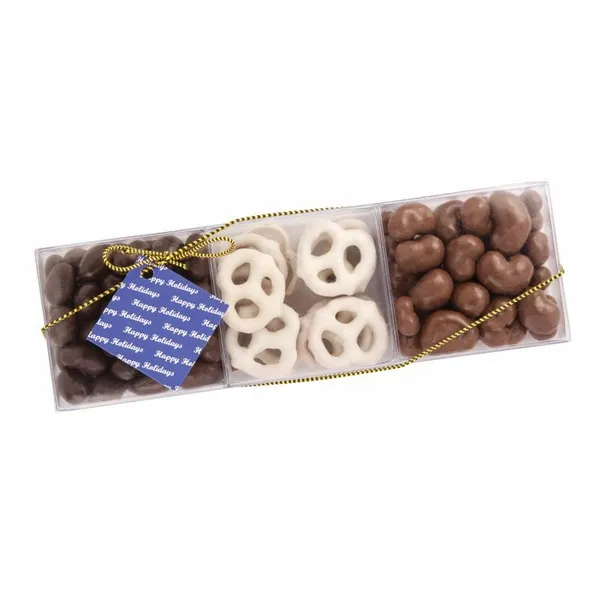 3 Way Square Acetate with Chocolate Confections - Custom Cups Now