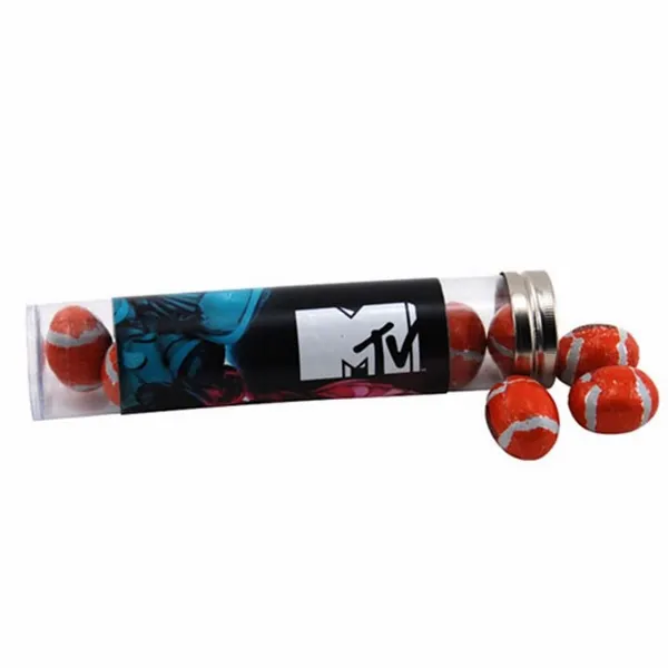 Tube with Chocolate Footballs - TRB660 - Custom Cups Now