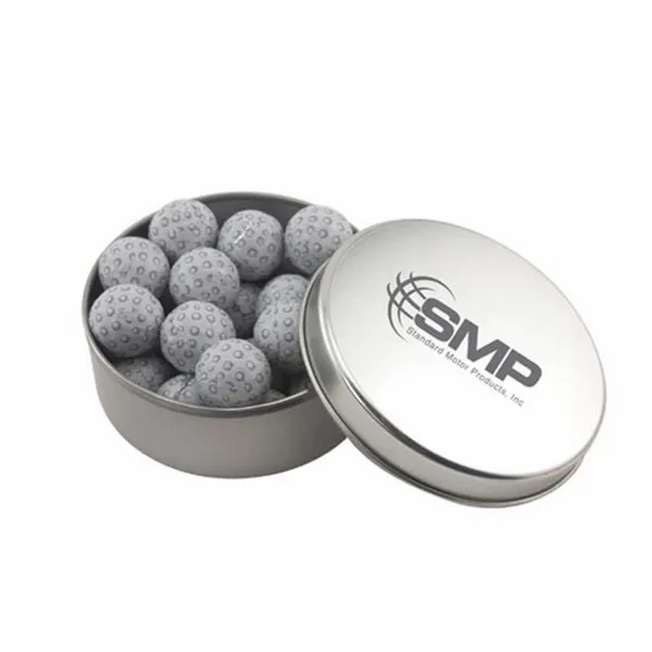 Round Tin with Chocolate Golf Balls - SBF3000 - Custom Cups Now