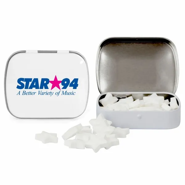 Domed Tin with Star Shaped Mints - Custom Cups Now