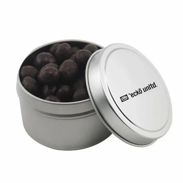 Round Tin with Choc Espresso Beans - SBF3100 - Custom Cups Now