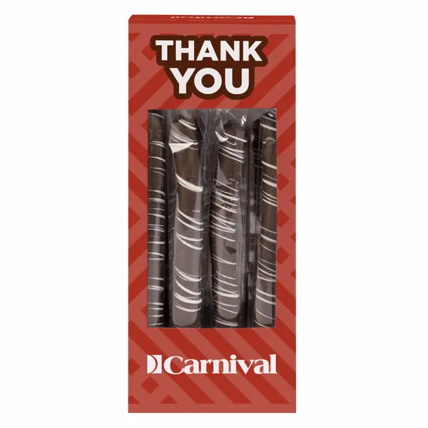 Pretzel Rods - Dark Chocolate With White Drizzle - Custom Cups Now