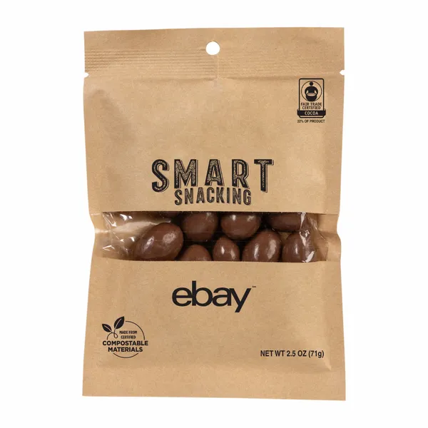 FairTrade Milk Chocolate Almonds in Compostable Kraft Pouch - Custom Cups Now