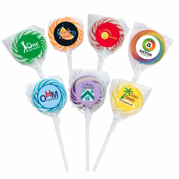 Swirl Lollipop with Round Label - Custom Cups Now