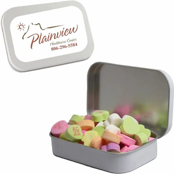 Large Mint Tin with Conversation Hearts - Custom Cups Now