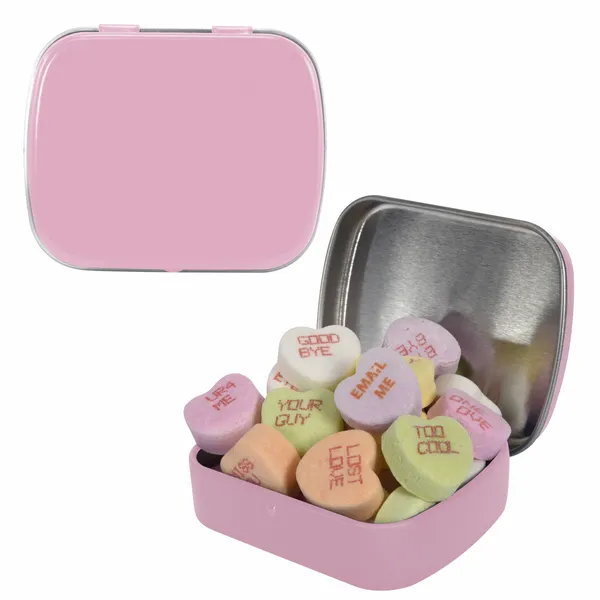 Small Mint Tin with Conversation Hearts - Custom Cups Now