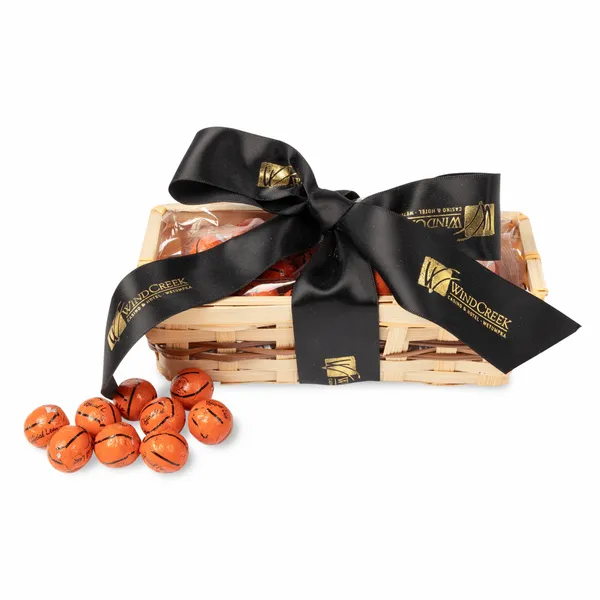 Gift Basket with Chocolate Basketballs - Custom Cups Now