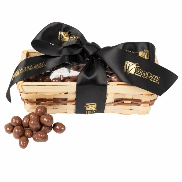Gift Basket with Choc Covered Peanuts - Custom Cups Now