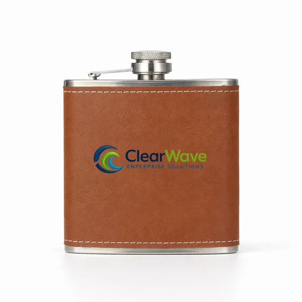 Leather Wrapped Hip Flasks - Custom Cups Now