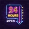 24 Hours Open Neon Sign - Custom Cups Now