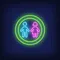 Boy & Girl Silhouettes Circle Neon Sign - Custom Cups Now