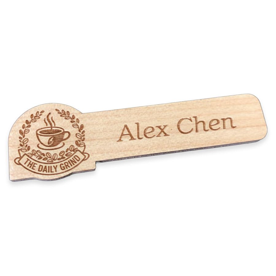 Wooden Name Badges - Custom Cups Now