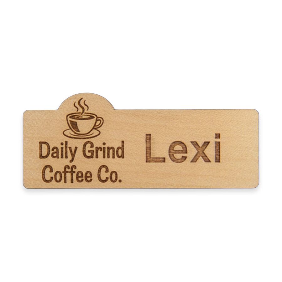 Wooden Name Badges - Custom Cups Now