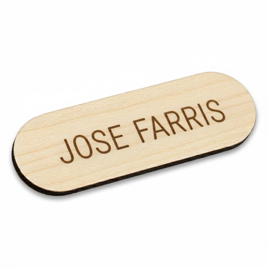 Wooden Name Badges - Custom Cups Now