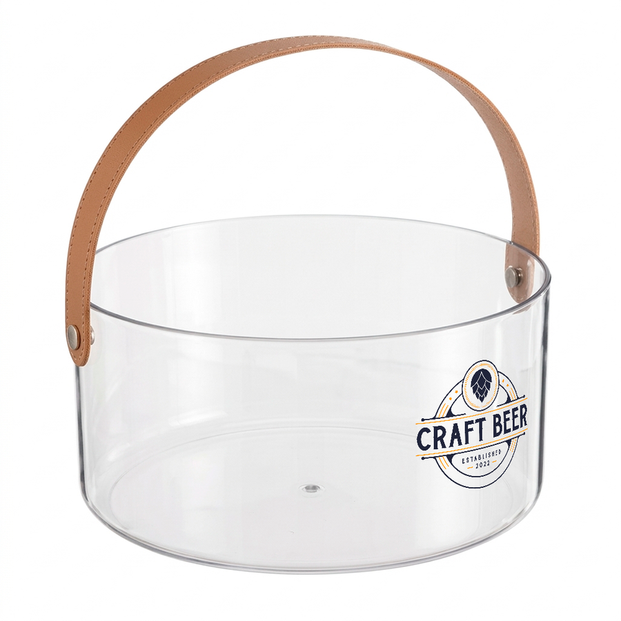Leather-Strap Clear Drink Buckets - Custom Cups Now